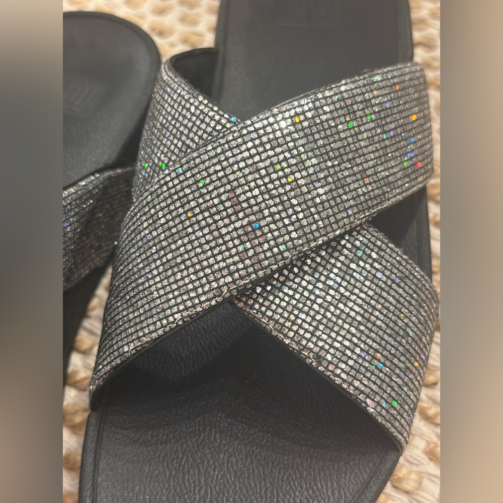 “Fitflop” Black and Silver crystal embellished Sandals - Picture 8 of 14